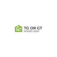 vecteur de conception de logo maison tg ou gt