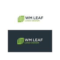 vecteur de conception de logo feuille wm