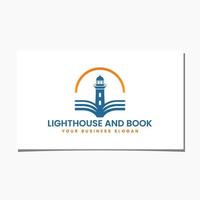 création de logo phare et livre vecteur