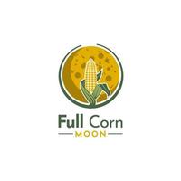 création de logo pleine lune de maïs vecteur