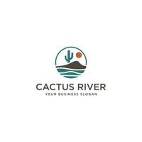 vecteur de conception de logo de rivière de cactus