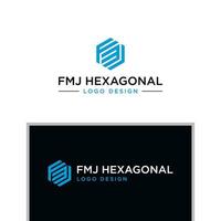 vecteur de conception de logo hexagonal fmj