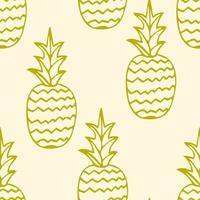 dessin animé doodle modèle sans couture d'ananas. fond de fruits dessinés à la main. vecteur