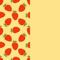 carte avec dessin animé fraise rouge et espace vide. bordure transparente avec fond fraise. fond de fruits. vecteur