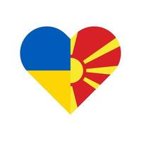 icône en forme de coeur avec drapeau ukrainien et macédoine du nord. illustration vectorielle isolée sur fond blanc