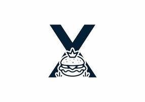 forme de fusion de x lettre initiale avec burger et couronne vecteur