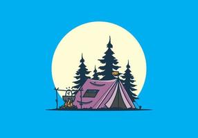 camping et cuisine dans la nature illustration vecteur