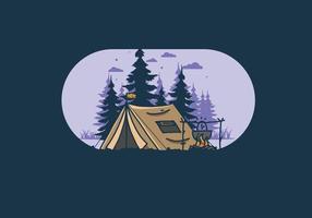 camping et cuisine dans la nature illustration vecteur