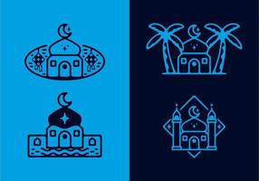 collection de mosquées de couleur bleu vif et bleu foncé vecteur
