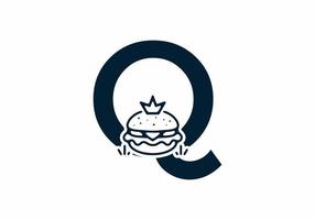 forme de fusion de la lettre initiale q avec burger et couronne vecteur
