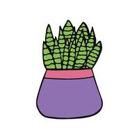 plante d'intérieur dans une icône de pot dessinée à la main. , minimalisme, scandinave, griffonnage, fleur de plante autocollant dessin animé vecteur