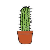 cactus dans une icône de pot dessiné à la main. vecteur, minimalisme, scandinave, doodle, dessin animé. autocollant plante fleur succulente vecteur
