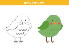 tracer et colorier un oiseau de dessin animé mignon. feuille de travail pour les enfants. vecteur