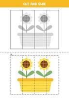 jeu de découpe et de collage pour les enfants. jolis tournesols. vecteur