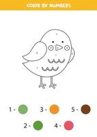 coloriez un oiseau mignon par numéros. feuille de travail pour les enfants. vecteur