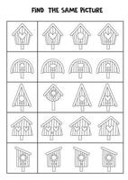 trouver deux les mêmes images mignonnes. feuille de travail en noir et blanc. vecteur