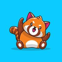 mignon panda rouge heureux assis illustration d'icône de vecteur de dessin animé. concept d'icône de nature animale isolé vecteur premium. style de dessin animé plat