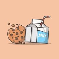 illustration d'icône de vecteur de dessin animé de lait et de biscuits. concept d'icône de nourriture et de boisson isolé vecteur premium. style de dessin animé plat