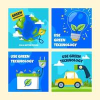 pack de cartes de technologie verte vecteur