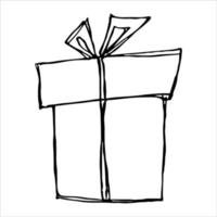 illustration de cadeau dessiné à la main isolé sur fond blanc. clipart cadeau d'anniversaire. griffonnage de vacances. vecteur