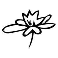 vecteur fleur simple doodle clipart. illustration florale dessinée à la main isolée sur fond blanc. pour l'impression, le web, le design, la décoration, le logo.