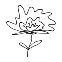 vecteur fleur simple doodle clipart. illustration florale dessinée à la main isolée sur fond blanc. pour l'impression, le web, le design, la décoration, le logo.