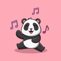 panda de dessin animé mignon dansant, illustration de dessin animé de vecteur, clipart de dessin animé