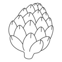 bouton floral de dessin animé d'artichaut. illustration vectorielle noir et blanc de légumes pour cahier de coloriage vecteur