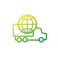 icône de livraison dans le monde entier avec un gros camion vecteur