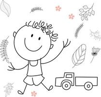 illustration d'activité de dessin animé d'un enfant souriant pour le livre de coloriage pour enfants et le livre pour enfants. image vectorielle eps. vecteur