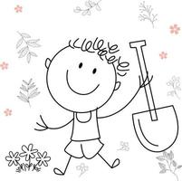 illustration d'activité de dessin animé d'un enfant souriant pour le livre de coloriage pour enfants et le livre pour enfants. image vectorielle eps. vecteur