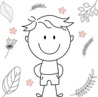 illustration d'activité de dessin animé d'un enfant souriant pour le livre de coloriage pour enfants et le livre pour enfants. image vectorielle eps. vecteur