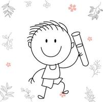 illustration d'activité de dessin animé d'un enfant souriant pour le livre de coloriage pour enfants et le livre pour enfants. image vectorielle eps. vecteur