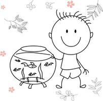 illustration d'activité de dessin animé d'un enfant souriant pour le livre de coloriage pour enfants et le livre pour enfants. image vectorielle eps. vecteur