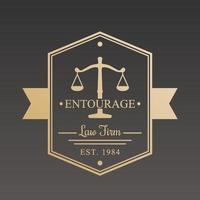 logo vintage de cabinet d'avocats, insigne, signe, or sur noir vecteur