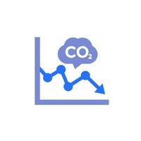 co2, icône de réduction des émissions de carbone avec un graphique