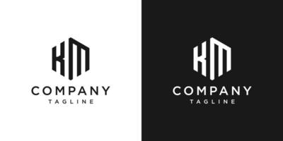 lettre créative km monogramme logo design icône modèle fond blanc et noir