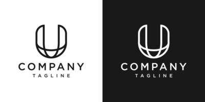 lettre créative u modèle d'icône de conception de logo monogramme tech fond blanc et noir vecteur