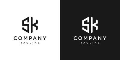 lettre créative sk monogramme logo design icône modèle fond blanc et noir vecteur