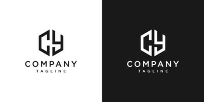 lettre créative cy monogramme logo design icône modèle fond blanc et noir vecteur