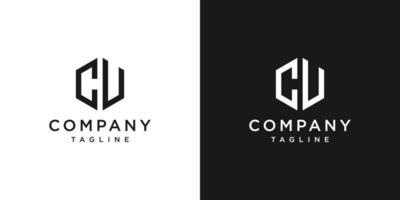 lettre créative cu monogramme logo design icône modèle fond blanc et noir vecteur