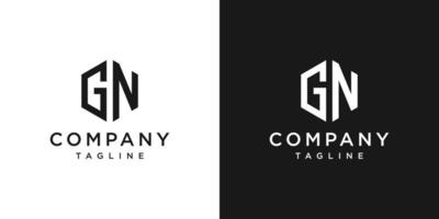 lettre créative gn monogramme logo design icône modèle fond blanc et noir vecteur
