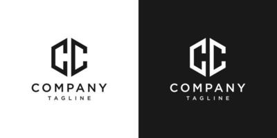 lettre créative cc monogramme logo design icône modèle fond blanc et noir