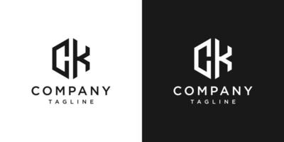 lettre créative ck monogramme logo design icône modèle fond blanc et noir vecteur