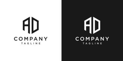 lettre créative ad monogramme logo design icône modèle fond blanc et noir