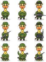 illustrations vectorielles de girafe mignonne en tant que soldat vecteur