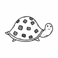 jolie tortue sur fond blanc. livre de coloriage pour enfant avec la vie marine. vecteur