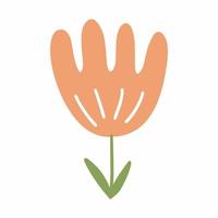 jolie tulipe. élément de décor de carte postale. image vectorielle isolée. autocollant de fleur mignon. belle fleur dans un style doodle. vecteur