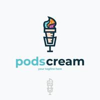 icône de microphones. application de logo de podcast de crème glacée vecteur