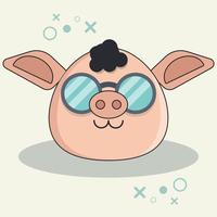 illustration de vecteur de dessin animé mignon visage de cochon.